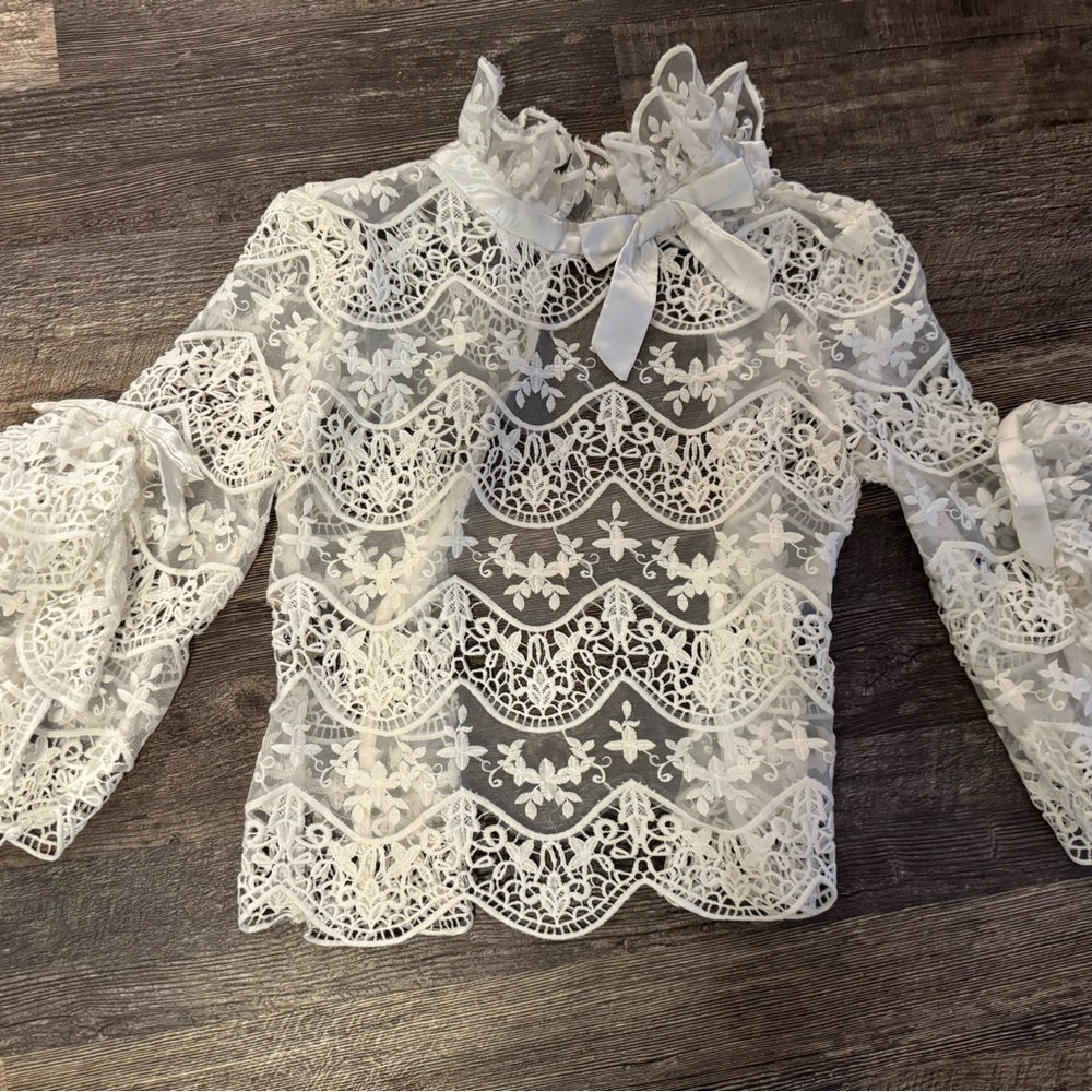Elegant Paola Poggi Italian White Lace Blouse